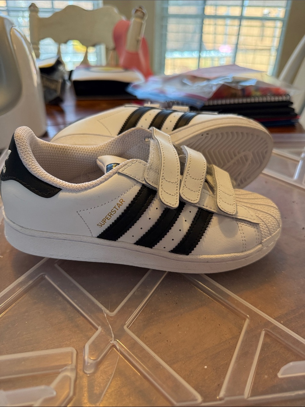 adidas Kids' Superstar White & Black Velcro Sneakers